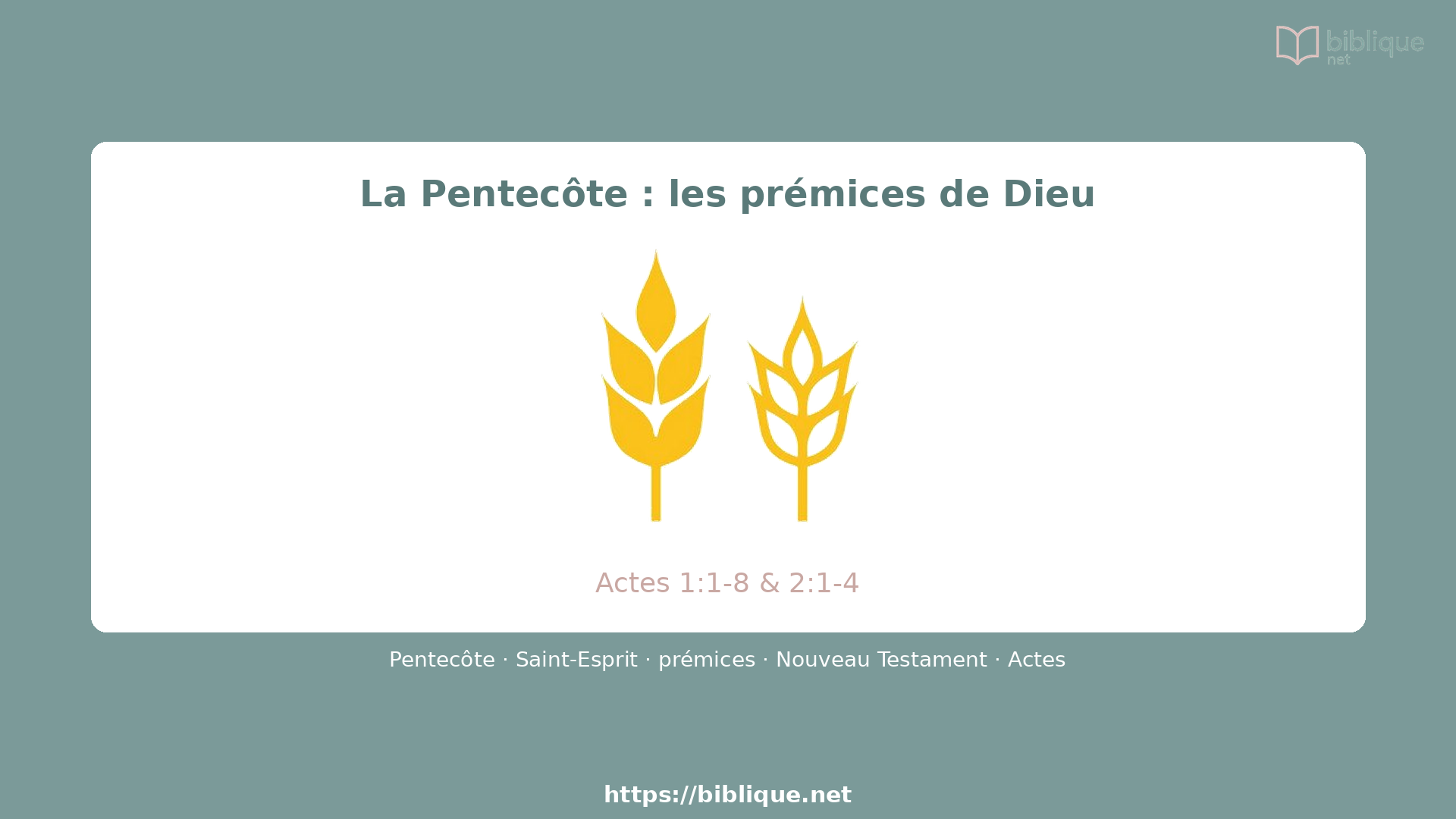 La Pentecôte : les prémices de Dieu
