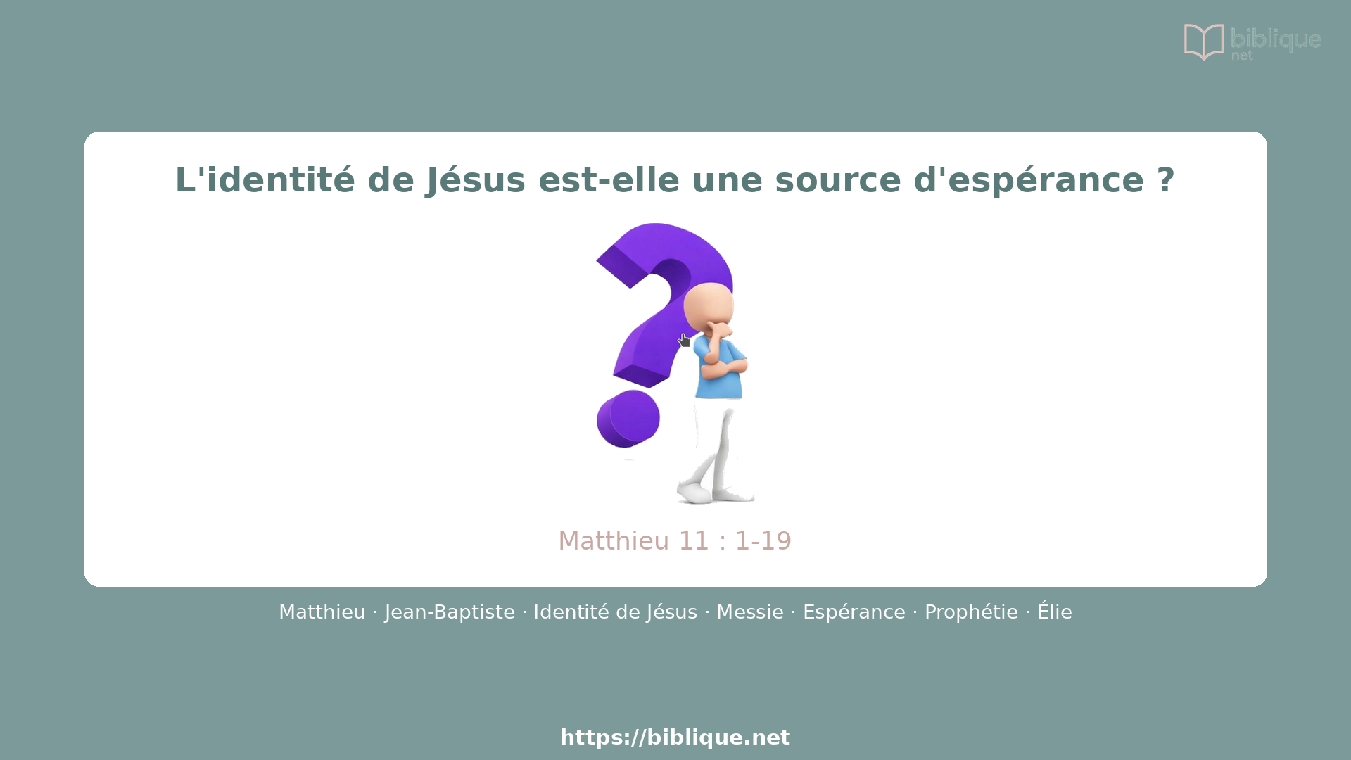 L'identité de Jésus est-elle une source d'espérance ?