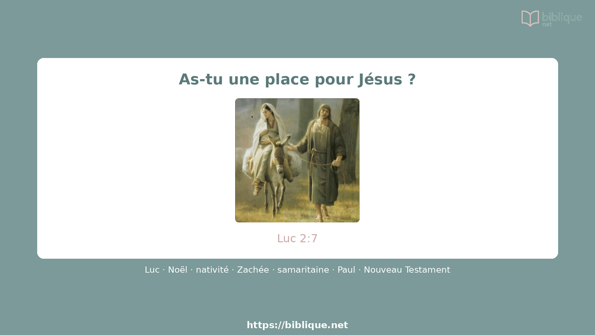 As-tu une place pour Jésus ?